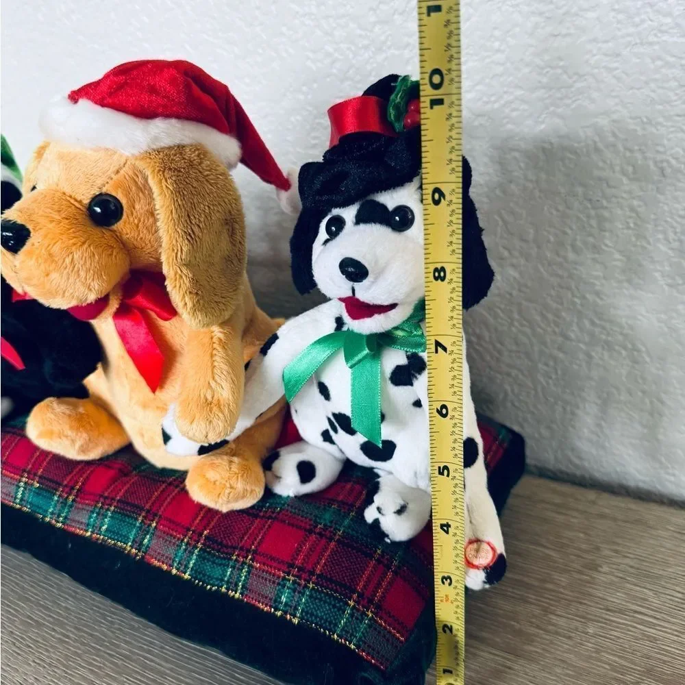 Plush Christmas Musical Motion Dog Trio Holiday Decor